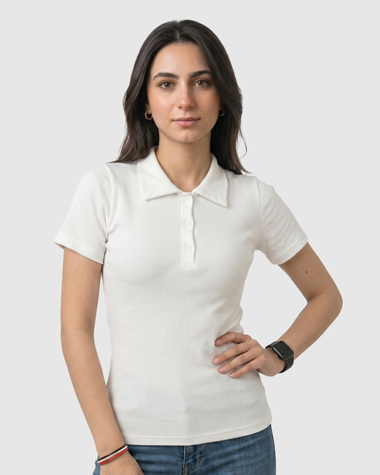 Ribbed Polo T-Shirt