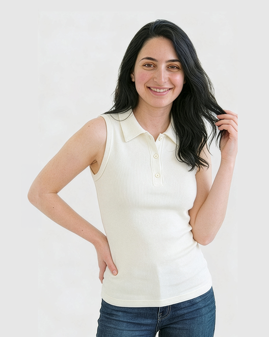 Ribbed Polo tank top