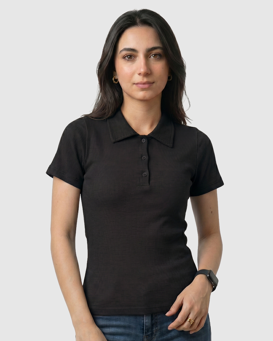 Ribbed Polo T-Shirt