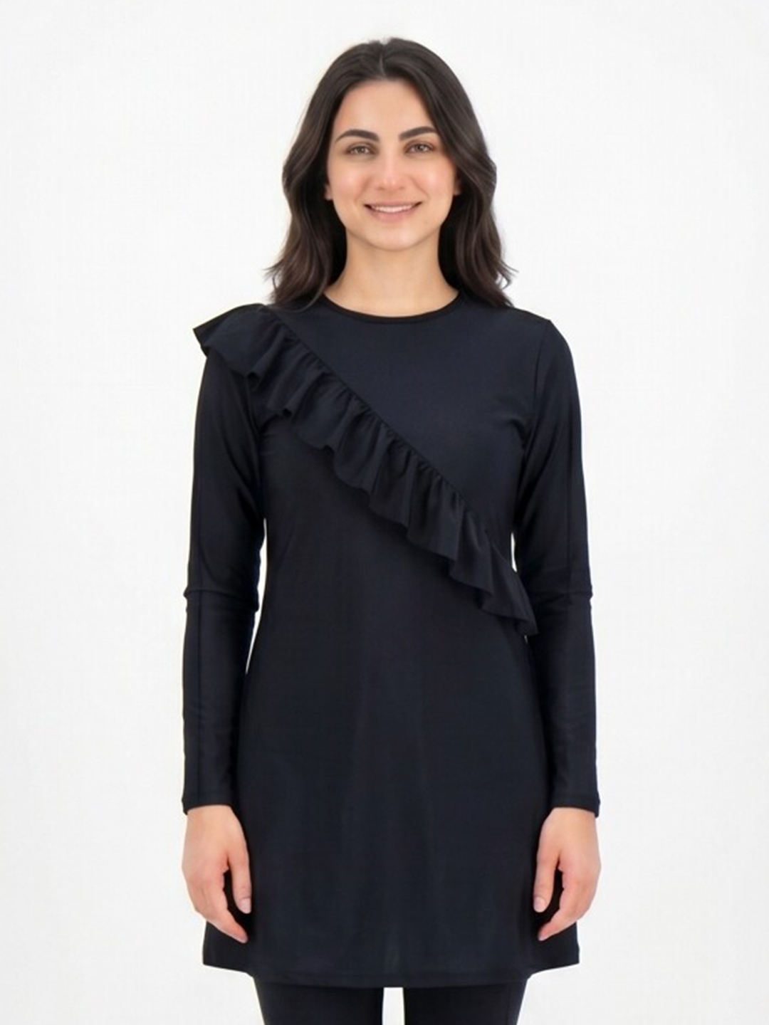 Valiina Navy Blue Basic Ruffle Swuimsuit