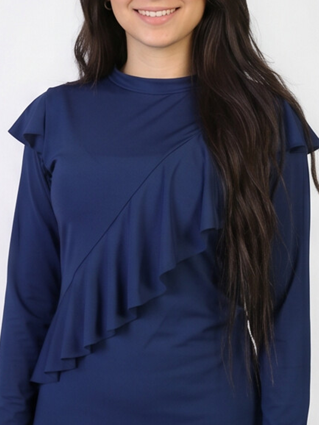 Valiina Navy Blue Basic Ruffle Swuimsuit