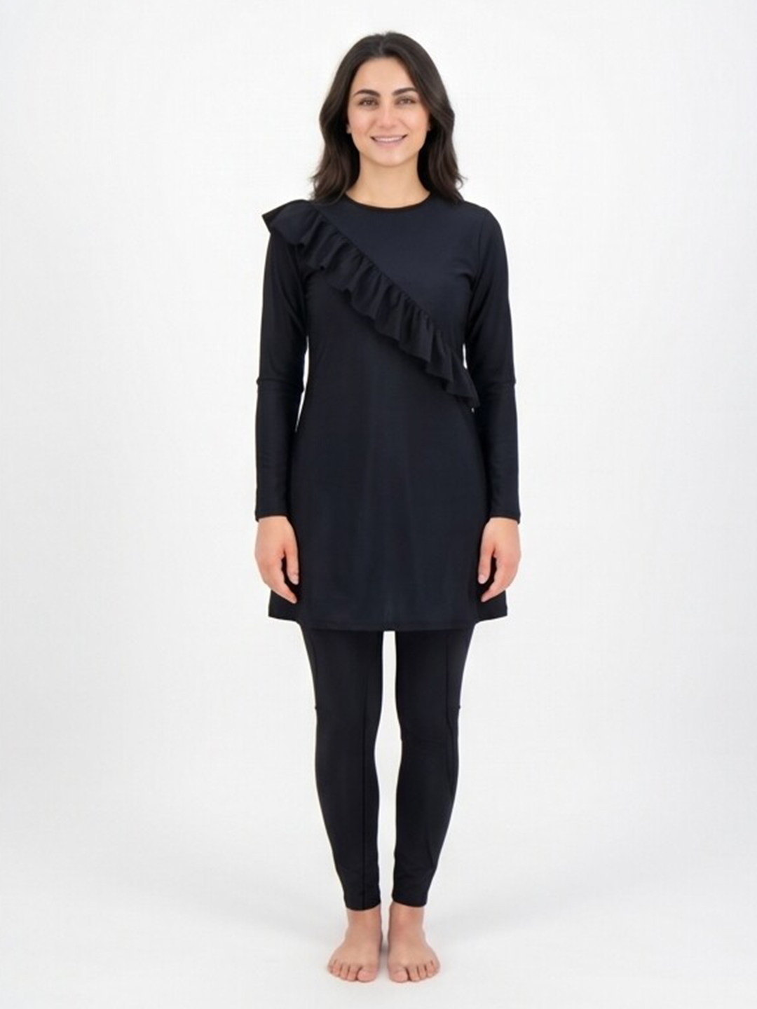 Valiina Navy Blue Basic Ruffle Swuimsuit