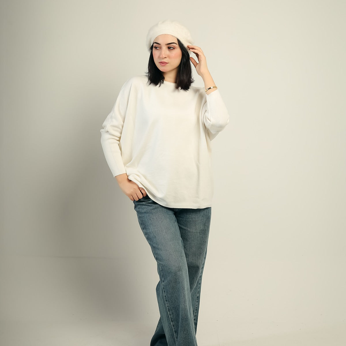 Oversized Batwing Knit Pullover
