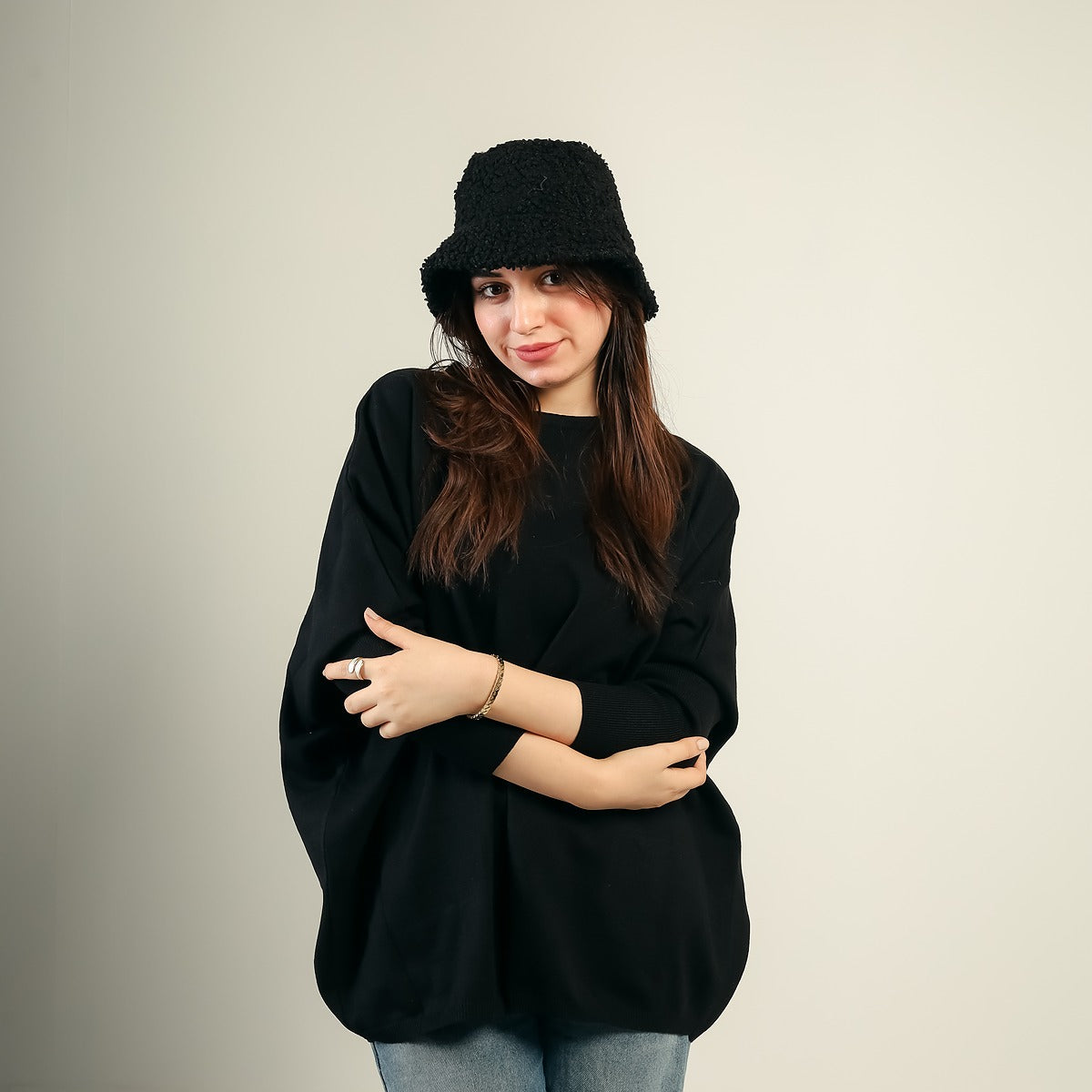 Oversized Batwing Knit Pullover