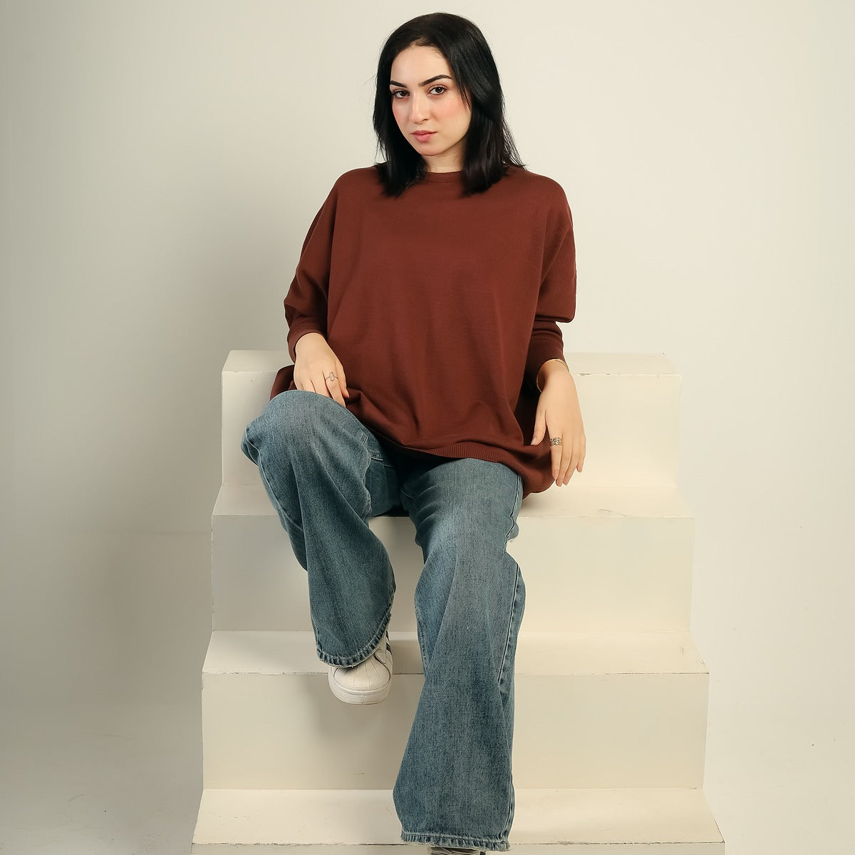 Oversized Batwing Knit Pullover
