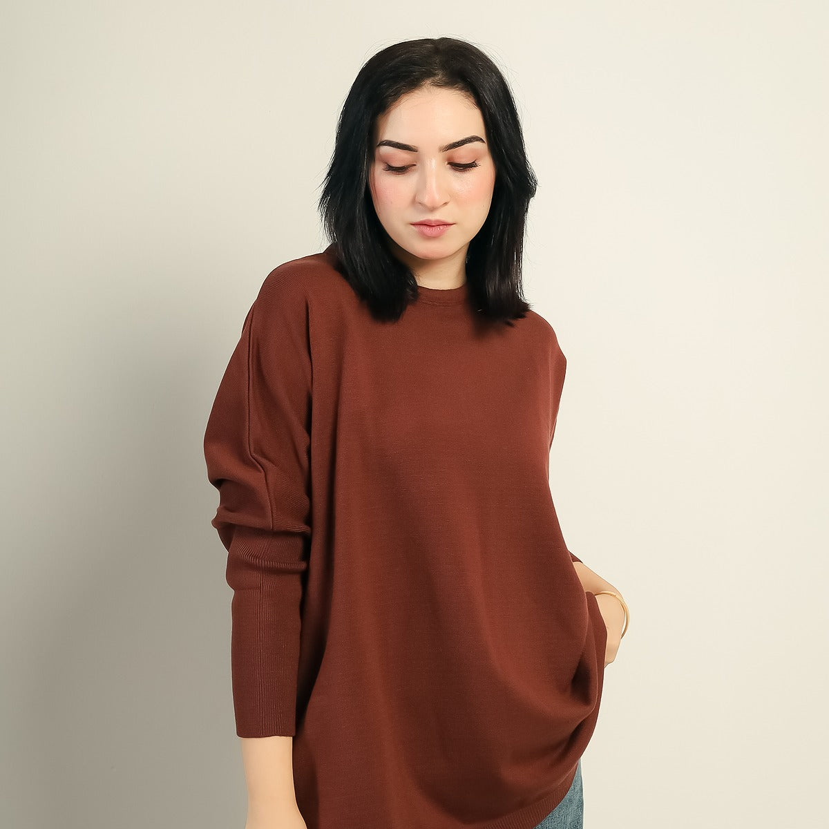 Oversized Batwing Knit Pullover