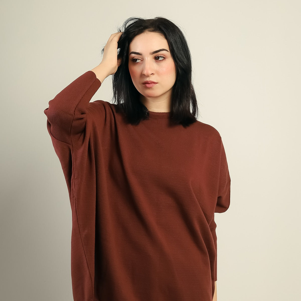 Oversized Batwing Knit Pullover
