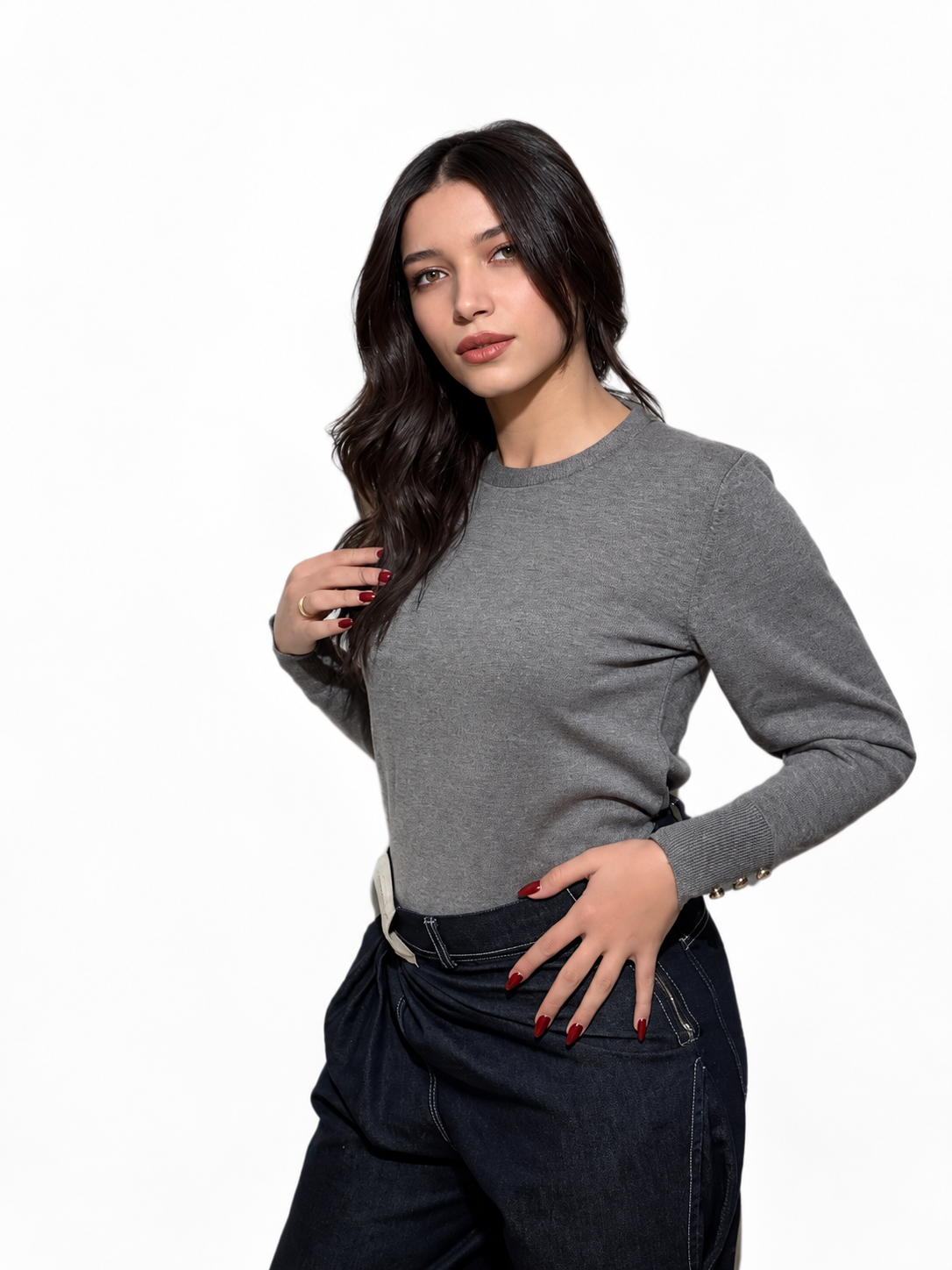Luna Ribbed Set with Button