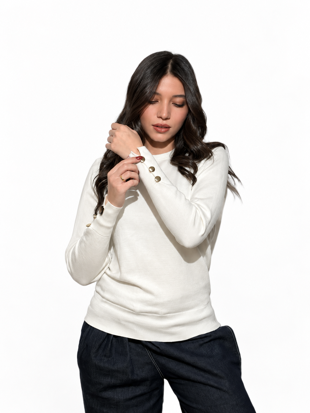 Luna Ribbed Set with Button